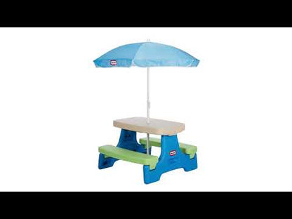 Little Tikes Easy Store Jr. Play Table with Umbrella - Blue/Green | Little Tikes