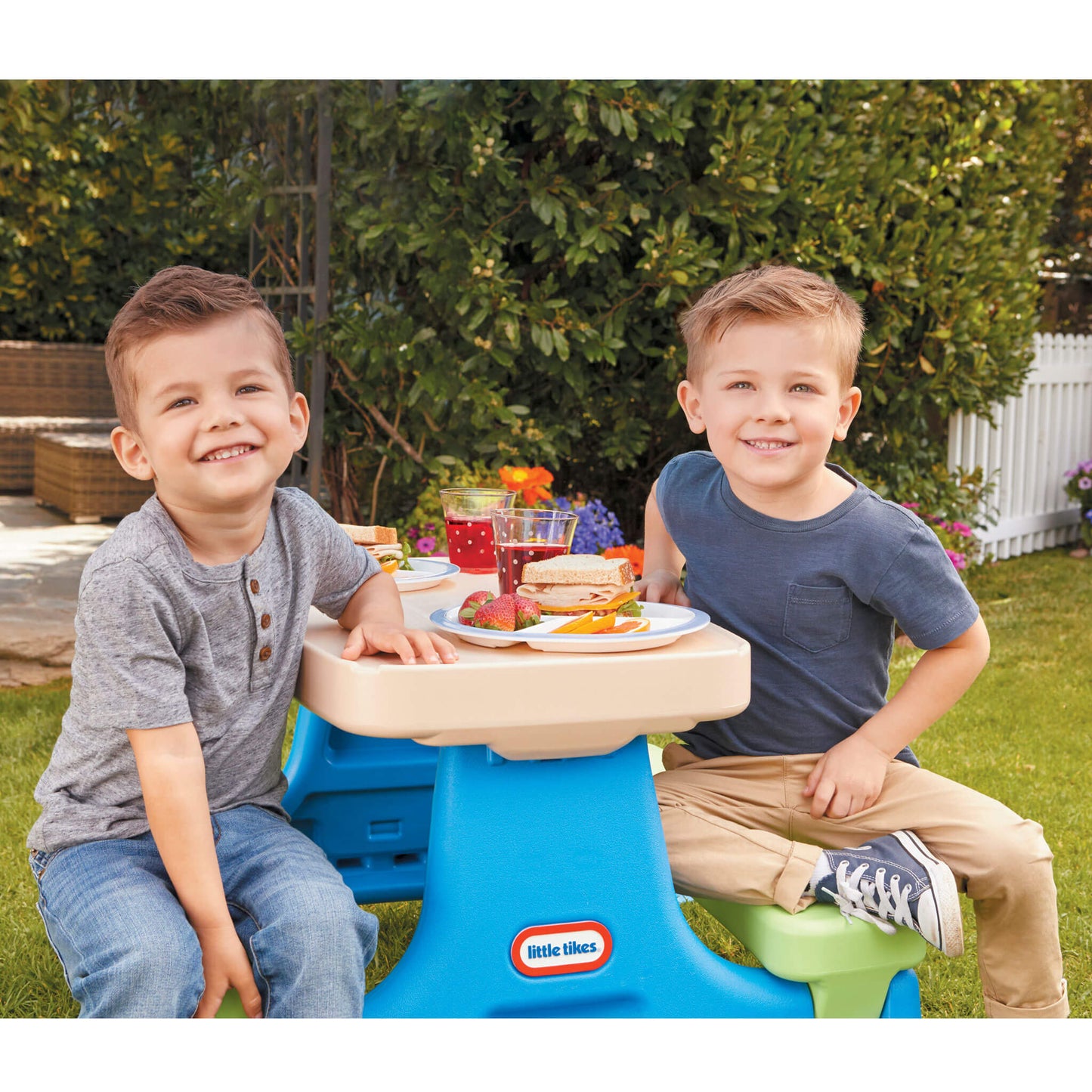 Little Tikes Easy Store Jr. Play Table with Umbrella - Blue/Green | Little Tikes